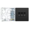 BG Evolve Black Chrome 3 Gang 20A 16AX 2 Way Light Switch PCDBC43B with 35mm Steel Back Box by British General