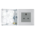 BG Screwless Brushed Steel 13A Flatplate Single Socket Unswitched FBS23G with 25mm Steel Back Box