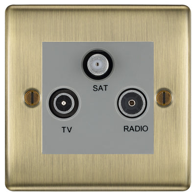 BG Nexus Metal Antique Brass TV/FM/SAT Socket NAB67G by British General (BG-NAB67G)