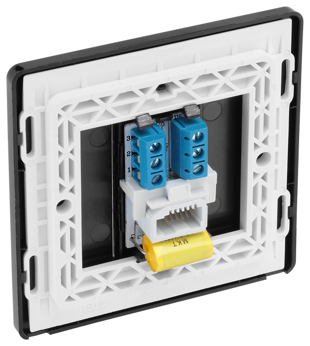 PCDMGBTM1B Back - This Evolve Matt Grey master telephone socket from British General uses a screw terminal connection, and should be used where your telephone line enters your property.