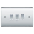 BG Polished Chrome 3 Gang Engraved Custom Labelled Appliance Grid Switch
