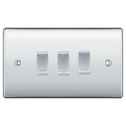 BG Polished Chrome 3 Gang Engraved Custom Labelled Appliance Grid Switch by British General (BG-Polished-Chrome-Custom-3Gang-Switch)
