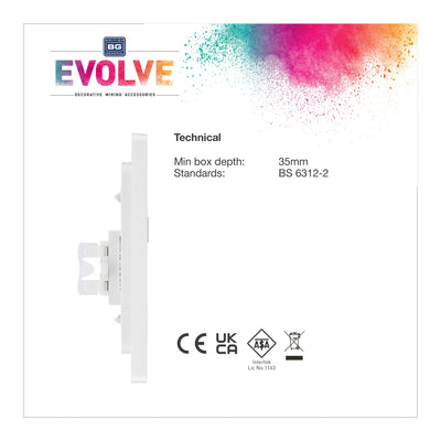 BG Evolve Brushed Steel 2 Gang RJ45 Data Socket PCDBSRJ452W White Inserts