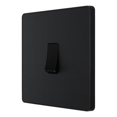 BG Evolve Matt Black 1 Gang 20A 16AX 2 Way Light Switch PCDMB12B with 35mm Steel Back Box