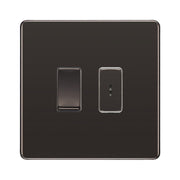 BG Screwless Black Nickel 2 Gang 2 Way Single Pole Key Switch with 2 Way Single Pole Switch by British General (BG-SCL-BN-2G-1x KS -1x SP)
