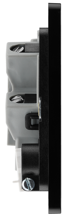 PCDBC54B Side - This Evolve Black Chrome 13A fused and unswitched connection unit from British General provides an outlet from the mains containing the fuse, ideal for spur circuits and hardwired appliances.