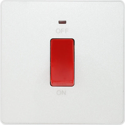 Switches: BG Evolve Pearlescent White Screwless Switches & Sockets White Insert Full Range PCDCL12W - Single Light Switch 20A by British General (BG-EVOLVE-PEARLESCENT-WHITE-PCDCL12W)