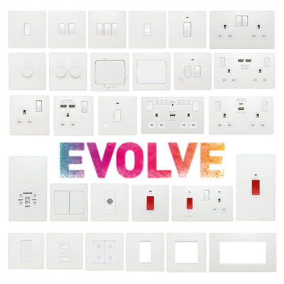Switches: BG Evolve Pearlescent White Screwless Switches & Sockets White Insert Full Range PCDCL12W - Single Light Switch 20A by British General (BG-EVOLVE-PEARLESCENT-WHITE-PCDCL12W)