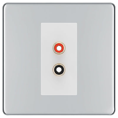 BG Screwless Polished Chrome Euro Module RCA X 2 Outlet FPCRCA2W by British General (BG-FPCRCA2W)