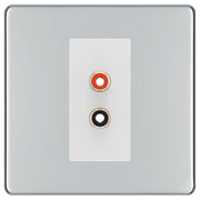 BG Screwless Polished Chrome Euro Module RCA X 2 Outlet FPCRCA2W by British General (BG-FPCRCA2W)
