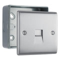 BG Nexus Brushed Steel 1 Gang Slave Telephone Socket with Surface Pattress Back Box