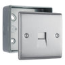 BG Nexus Brushed Steel 1 Gang Slave Telephone Socket with Surface Pattress Back Box by British General (BG-NBSBTS1+MC501)
