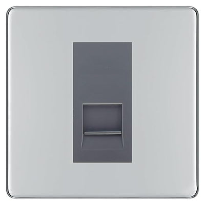 BG Screwless Polished Chrome Single IDC Secondary Telephone Socket - Grey Insert by British General (BG-FPCBTS1G)