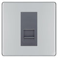 BG Screwless Polished Chrome Single IDC Secondary Telephone Socket - Grey Insert