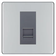 BG Screwless Polished Chrome Single IDC Secondary Telephone Socket - Grey Insert by British General (BG-FPCBTS1G)