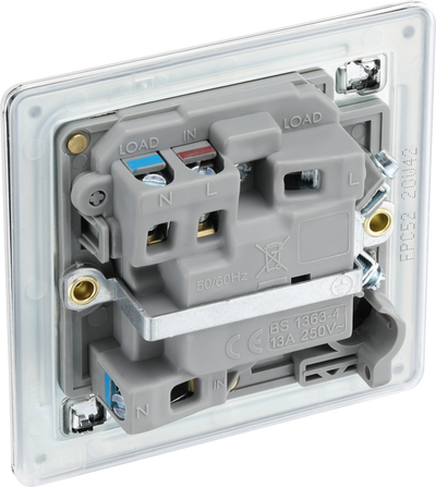 BG Electrical FPC52 Nexus Screwless Flat-Plate Switched Fused Connection Spur Unit Polished Chrome Neon 13A