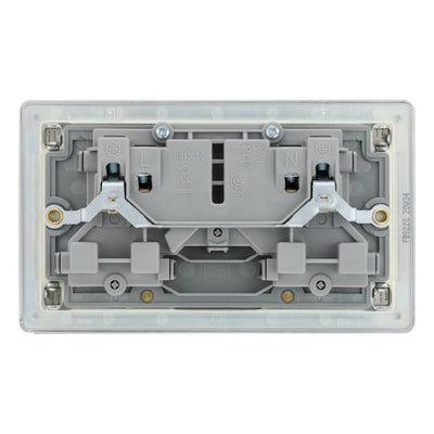 BG Screwless Brushed Steel 13A Double Socket FBS22G with 25mm Steel Back Box