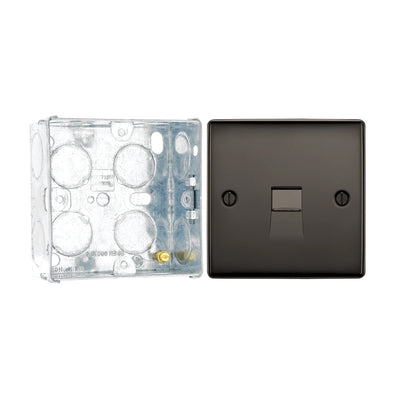 BG Nexus Black Nickle Single Master Telephone Socket NBNBTM1 with 35mm Steel Back Box