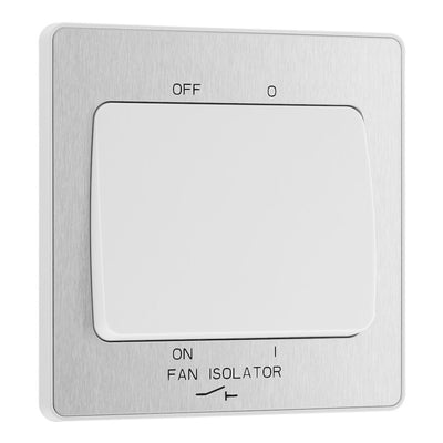BG Evolve Brushed Steel 10A Triple Pole Fan Isolator Switch PCDBS15W with 35mm Steel Back Box