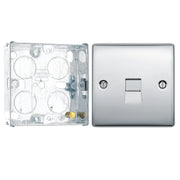 BG Nexus Polished Chrome Single Slave Telephone Socket NPCBTS1 with 25mm Steel Back Box by British General (BG-NPCBTS1+HGS02)