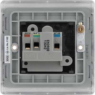 BG Nexus Metal Brushed Steel 2A Unswitched Socket NBS28MB by British General (BG-NBS28MB)