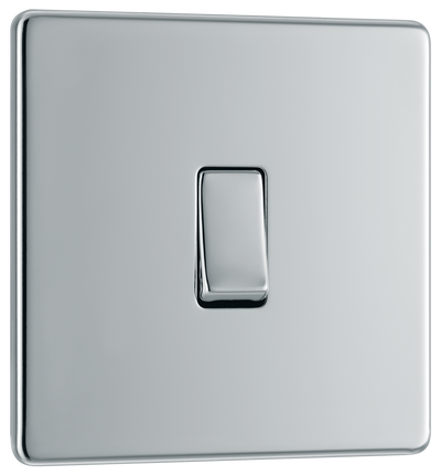 BG Electrical FPC12 Nexus Screwless Flat-Plate 2 Way 10A Single Light Switch Polished Chrome