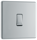 BG Electrical FPC12 Nexus Screwless Flat-Plate 2 Way 10A Single Light Switch Polished Chrome
