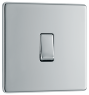 BG Electrical FPC12 Nexus Screwless Flat-Plate 2 Way 10A Single Light Switch Polished Chrome by British General (BG-FPC12-Shopify-SA_1)