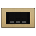 BG Evolve Satin Brass 3 Gang Secondary Telephone Socket, Screw Terminal - Black Insert