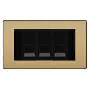 BG Evolve Satin Brass 3 Gang Secondary Telephone Socket, Screw Terminal - Black Insert by British General (BG-PCDSB3GEMBTSSB)