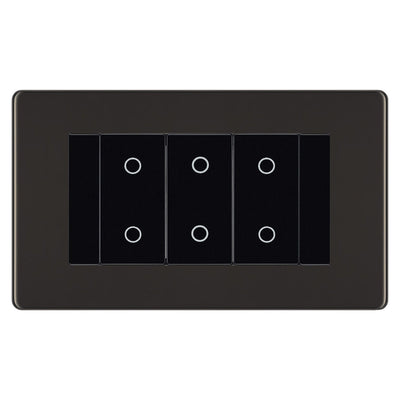 BG Nexus Screwless Black Nickel Triple Master Touch Dimmer Switch Black Inserts FBNTDM3B by British General (BG-EMTDMB+FBNEMR4)