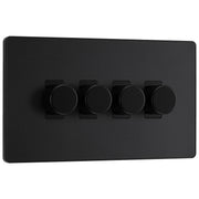 BG Evolve Matt Black 4 Gang Custom Grid Dimmer Light Switch PCDMD84B by British General (Evolve-MB-CUSTOM-4GANG-4xDIMMER)