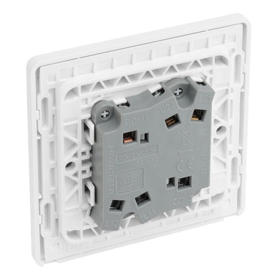 BG Evolve Pearlescent White 20A 16AX 2 Way Double Light Switch PCDCL42W with 35mm Steel Back Box