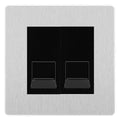 BG Evolve Brushed Steel Double RJ11 Telephone Socket PCDBSRJ112 - Black Insert