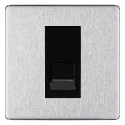 BG Screwless Brushed Steel Single IDC Secondary Telephone Socket - Black Insert by British General (BG-FBSBTS1B)