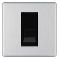 BG Screwless Brushed Steel Single IDC Secondary Telephone Socket - Black Insert