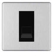 BG Screwless Brushed Steel Single IDC Secondary Telephone Socket - Black Insert by British General (BG-FBSBTS1B)