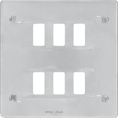 BG Electrical RFBS6 Nexus Grid Brushed Steel Screwless Front Plate 6 Module