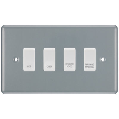 BG Metal Clad 4 Gang Custom Labelled Appliance Grid Switch Panel