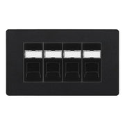 BG Evolve Matt Black 4 Gang RJ45 Cat6 Data Socket Outlet Black Inserts by British General (BG-PCDMBRJ454B)