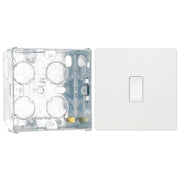 BG Evolve Pearlescent White 20A 2 Way Single Light Switch PCDCL12W with 35mm Steel Back Box