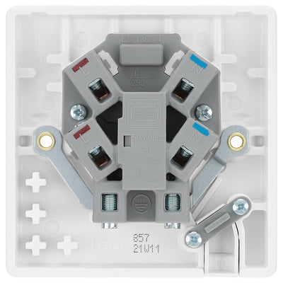 BG 857 Moulded Round Edge | White | 13A Flex Outlet Neon Unswitched Fused Connection Unit by British General (BG-857)