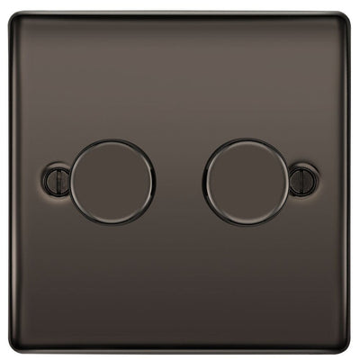 BG NBN82P Nexus Metal 2 Gang, 2 Way, 400W Dimmer Switches - Black Nickel