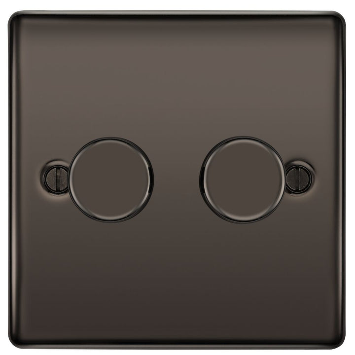 BG NBN82P Nexus Metal 2 Gang, 2 Way, 400W Dimmer Switches - Black Nickel