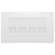 BG Evolve Pearlescent White 4 Gang IDC Secondary Telephone Socket - White Insert by British General (BG-PCDCLBTS4W)