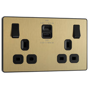 BG Evolve Satin Brass PCDSB22UAC45B USB Double Socket 45W Type A & C USB by British General (BG-PCDSB22UAC45B)