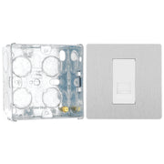 BG Evolve Brushed Steel 1 Gang Secondary Telephone Socket PCDBSBTS1W with 35mm Steel Back Box