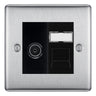 BG Nexus Brushed Steel TV Aerial & RJ45 CAT6 Data Socket - Black Insert by British General
