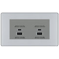 BG Screwless Polished Chrome 4G Faceplate with 45W USB A+C Charger Modules – Grey Insert