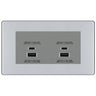 BG Screwless Polished Chrome 4G Faceplate with 45W USB A+C Charger Modules – Grey Insert by British General (BG-FPCEMR4+EMUSBAC45G)